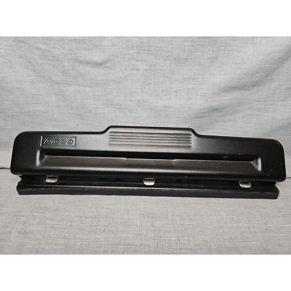 Acco Standard Black 3 Hole Paper Punch Office Accessory